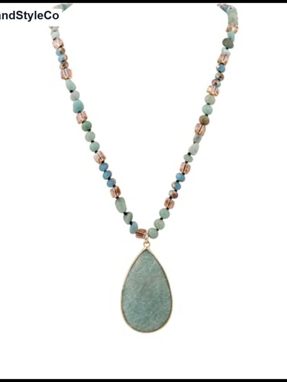 MINACHI Handmade Agate Pebble Pendant Necklace with Crystal Beads